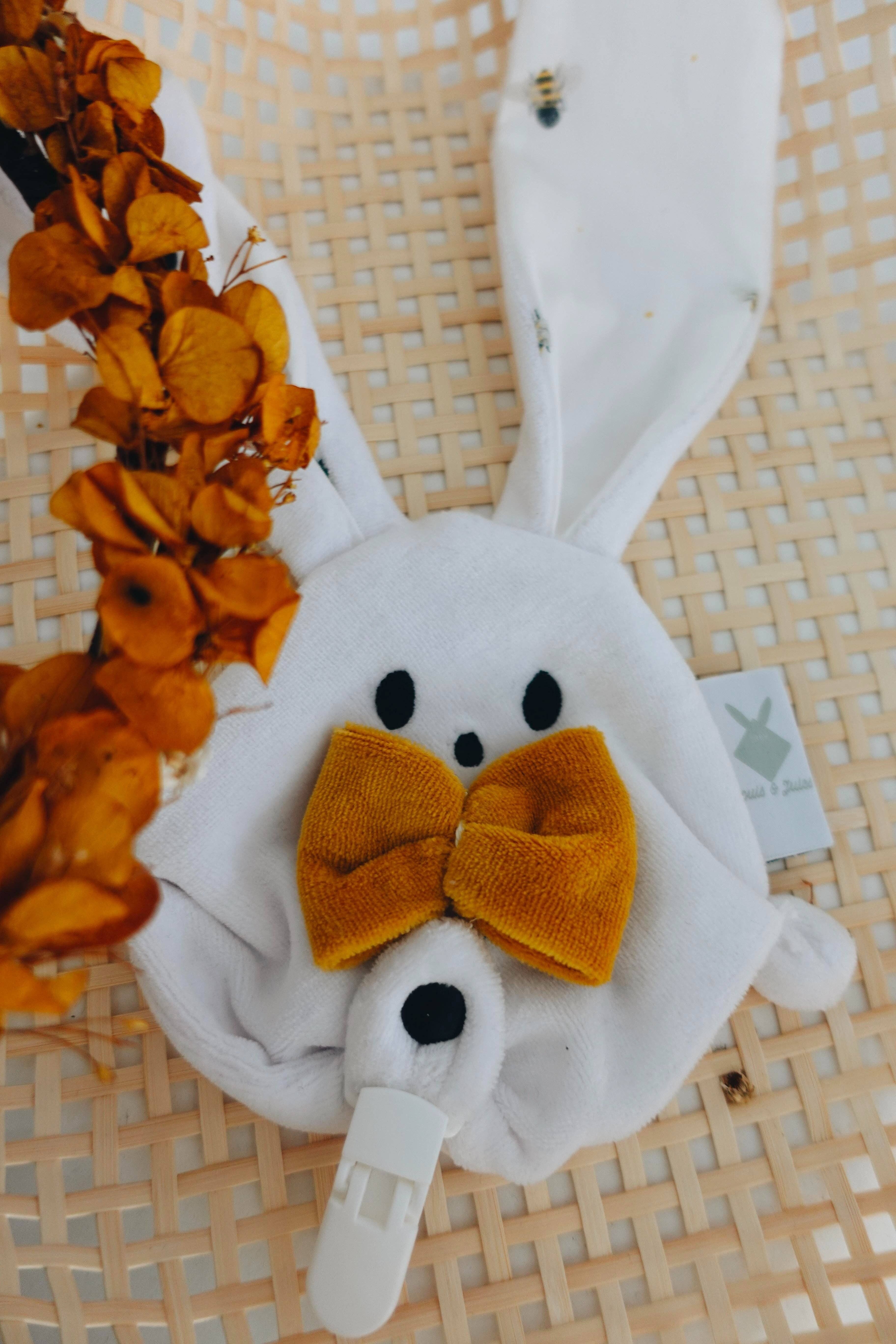 Schnullerclip aus Samt - Bienen