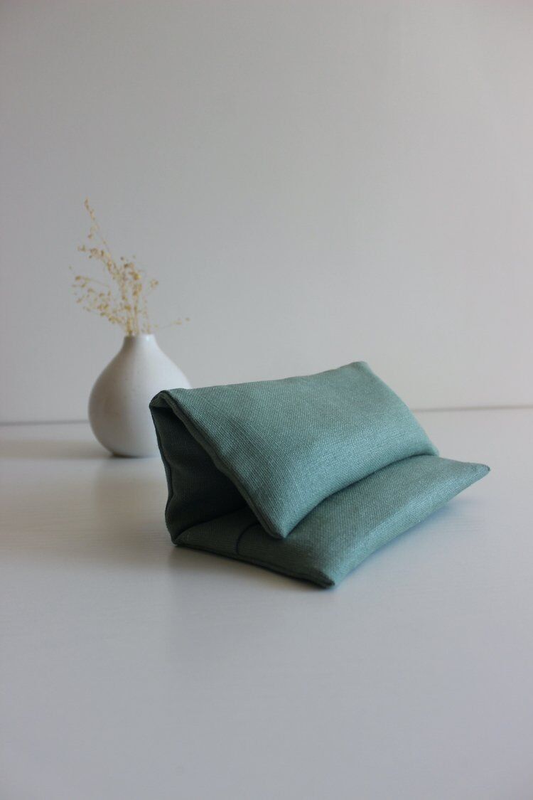 Medium dry flaxseed hot water bottle - Khaki green flax