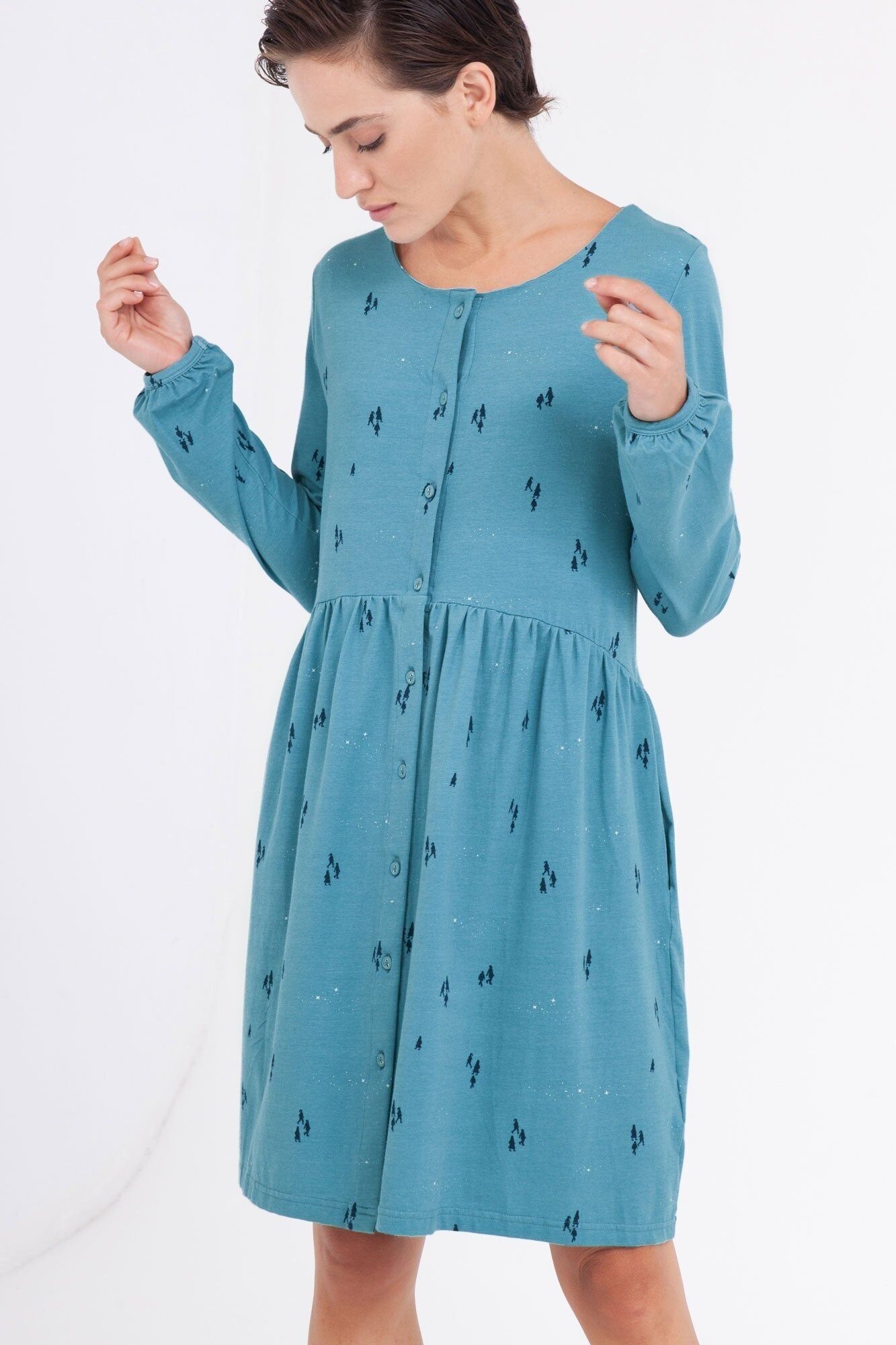 Abito Ciel oversize girocollo blu opale