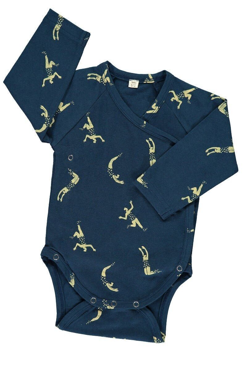 Navy blue kimono body with acrobat print