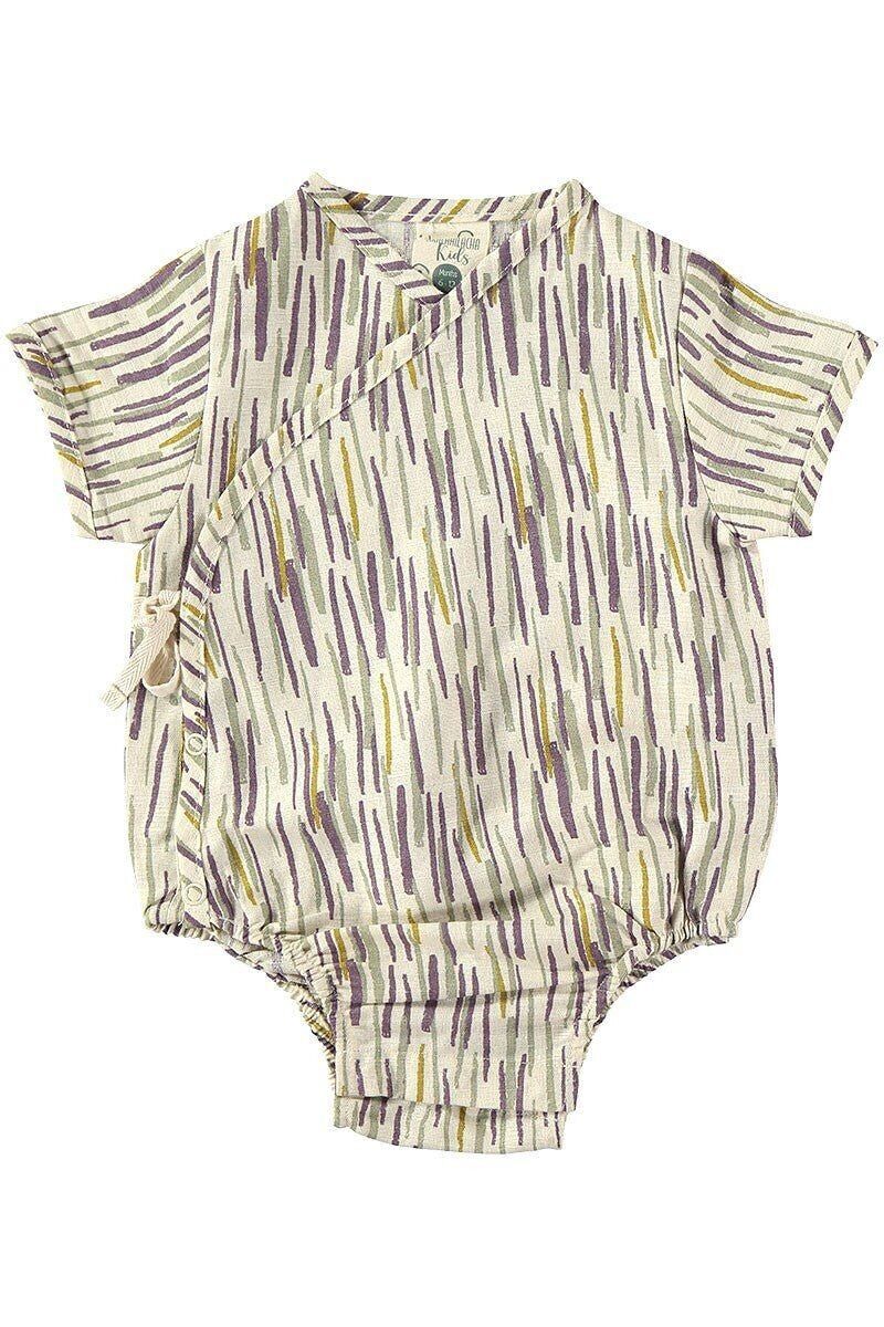 Jungle Beige Organic Cotton and Linen Kimono Bodysuit