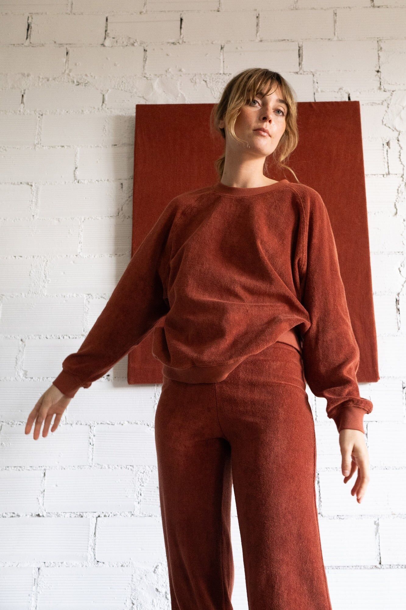 Gilda terry sweatshirt raglan sleeves in Mars red