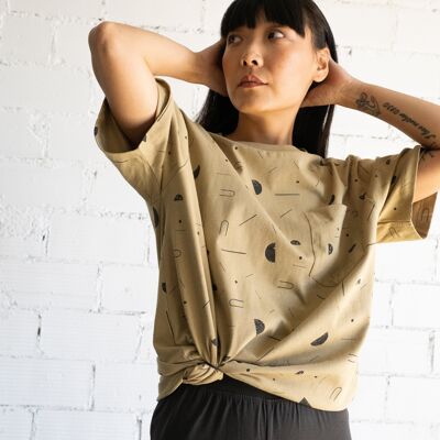 T-shirt unisexe Giulia avec poche pluie sidérale beige