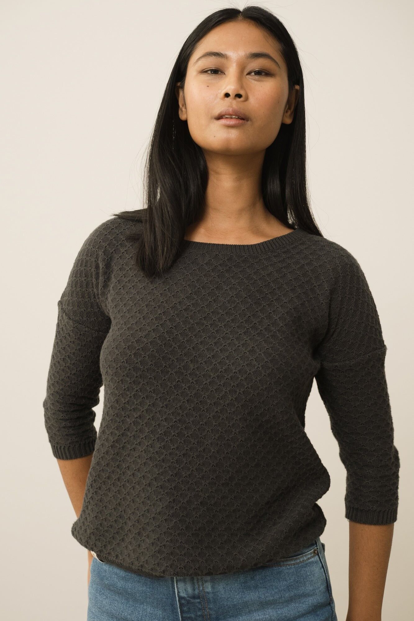 Maglione Hadi in cotone organico in nero