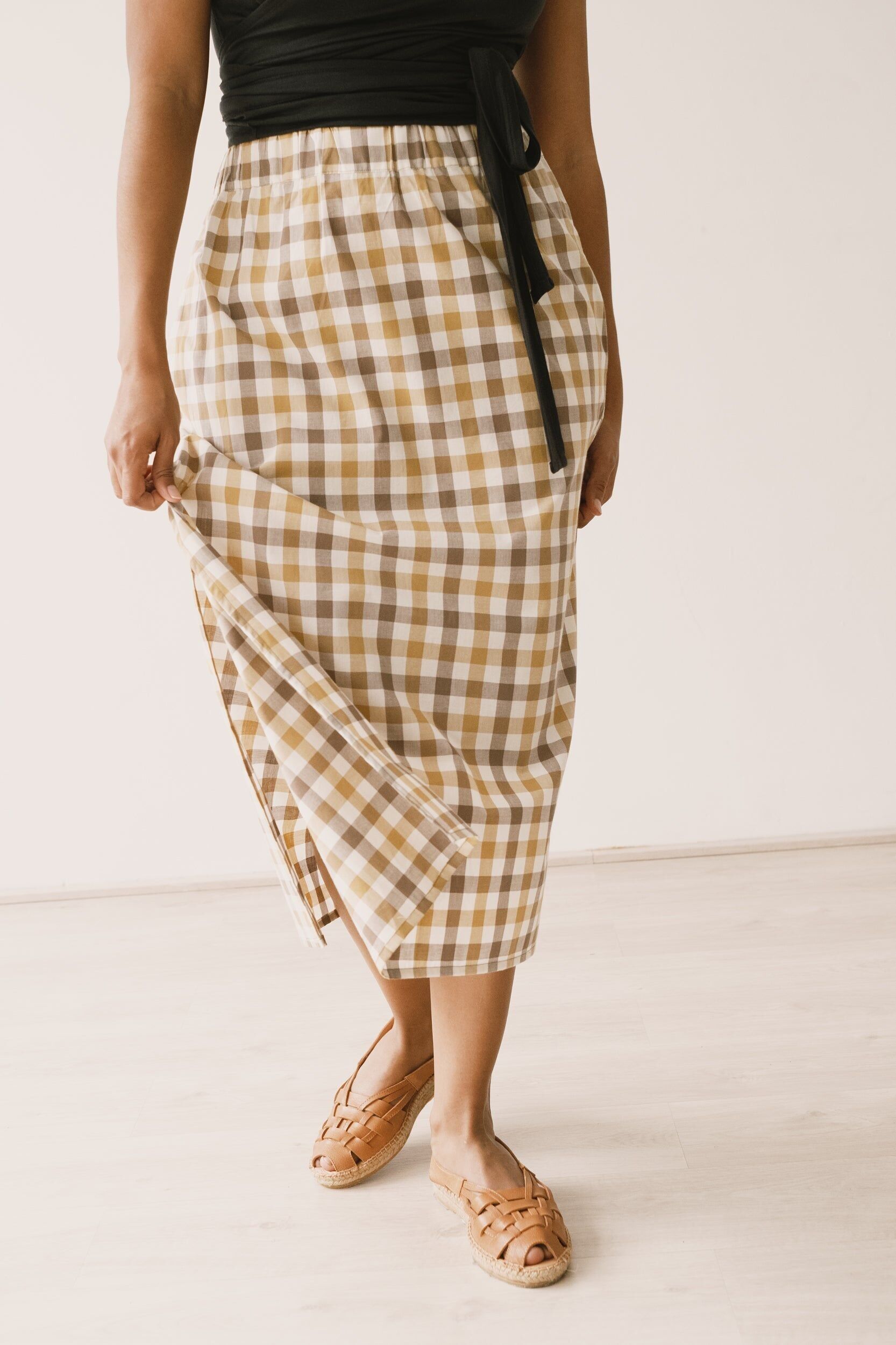 Halia midi skirt vichy print