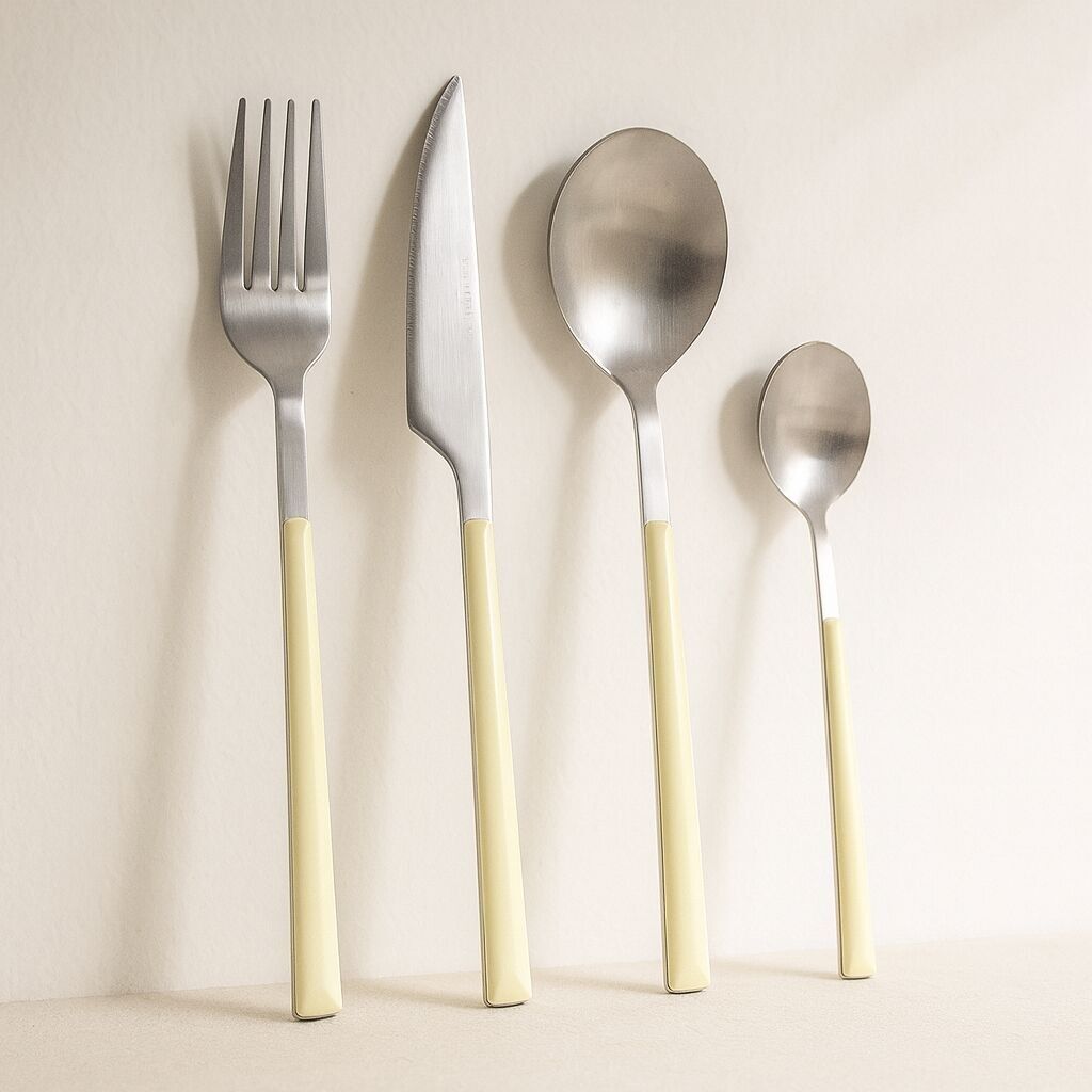 Set posate Colorama 24 pezzi in acciaio inox panna