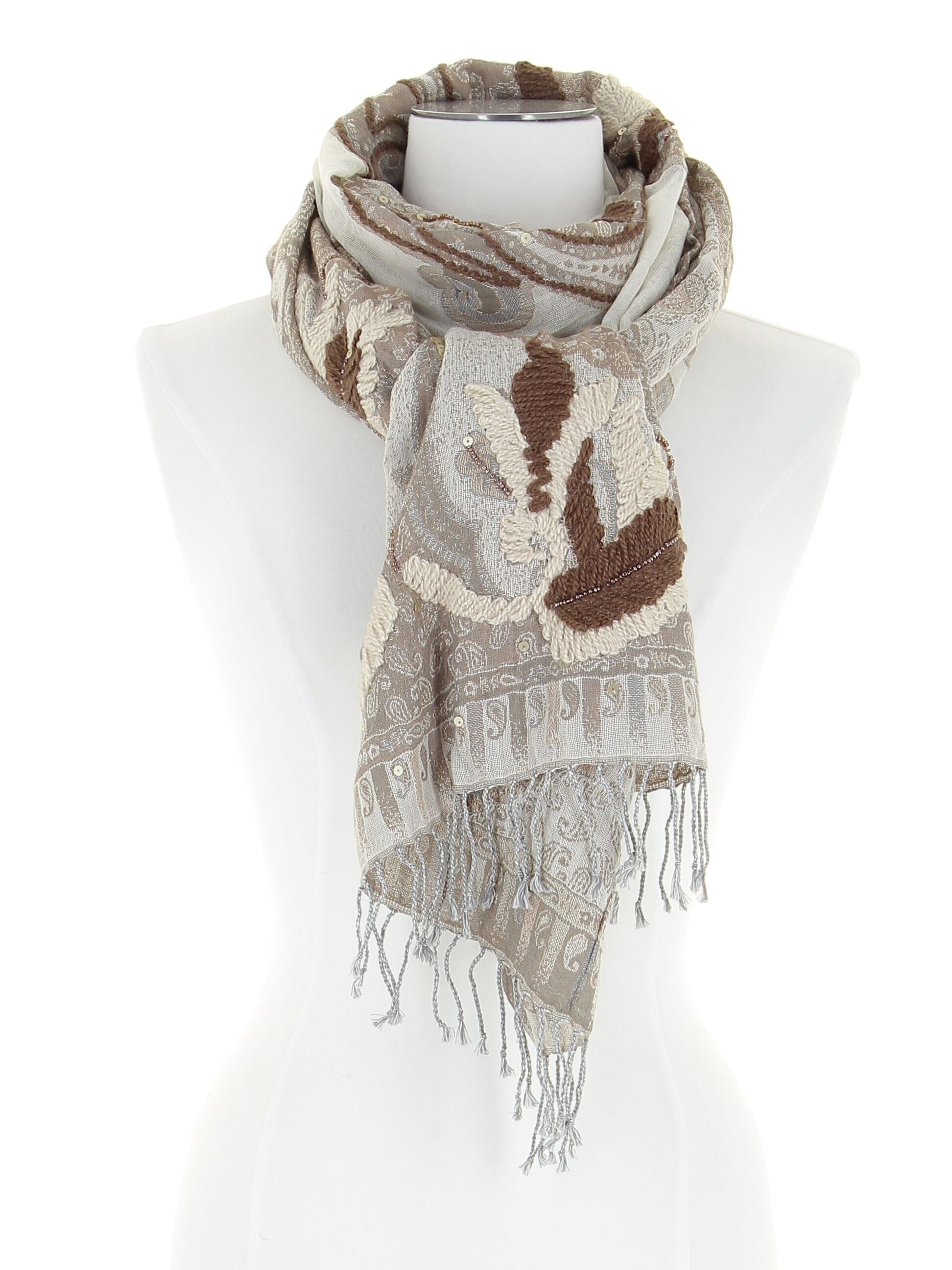 Bufanda 100% algodón - beige - (180x70cm) - KHARMANG