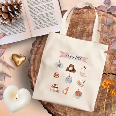 Tote Bag d'automne en coton Bio "Petits Plaisirs d'automne"