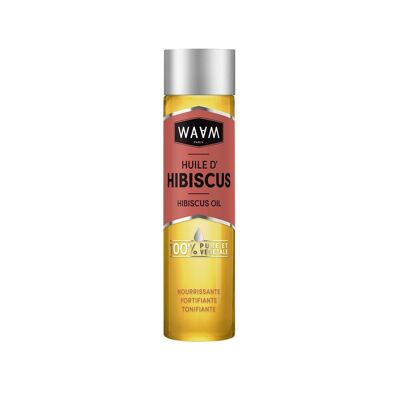 WAAM Cosmetics – Hibiskus-Pflanzenöl – 100 % rein und natürlich – Erste Kaltpressung – Regenerierendes und pflegendes Öl – Gesicht, Körper und Haare – 100 ml