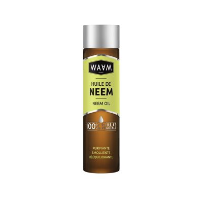 WAAM Cosmetics - Olio vegetale di Neem BIOLOGICO - 100% puro e naturale - Prima spremitura a freddo - Olio purificante, nutriente e lenitivo - Trattamento antiacne, Trattamento antiforfora per capelli, viso e corpo - 100ml