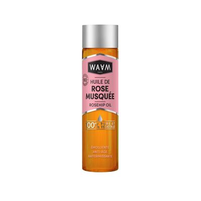 WAAM Cosmetics - Aceite Vegetal de Rosa Mosqueta Ecológico - Primera presión en frío - Aceite antimanchas, antiedad y reparador para piel y cabello - Cuidado brillo saludable y efecto iluminador - 100ml