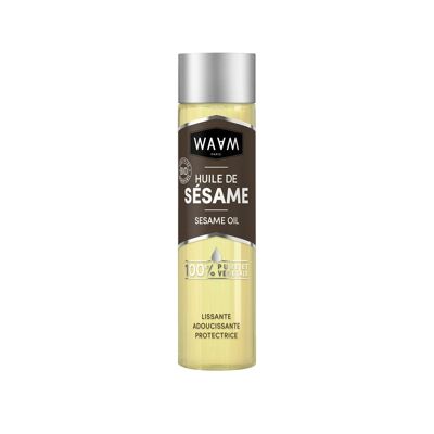 WAAM Cosmetics – Huile végétale de Sésame BIO – 100% pure et naturelle – Première pression à froid – Huile sèche adoucissante et régénérante –100ml
