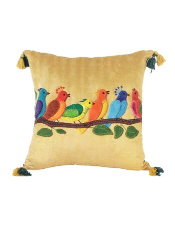 Housse de coussin réversible en velours imprimé Indian Bird 2