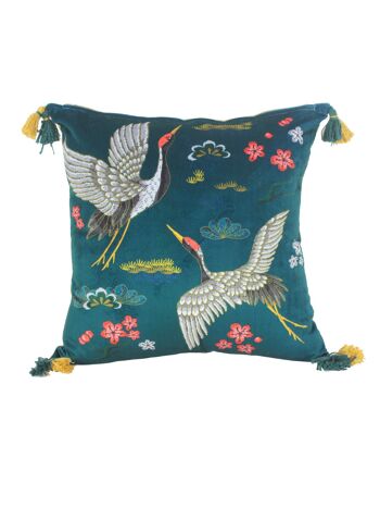 Housse de coussin réversible en velours imprimé Indian Bird 3