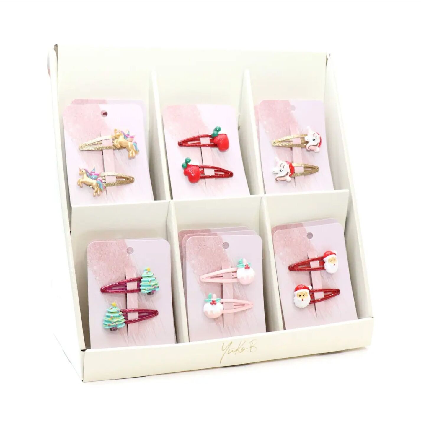 Display mit 36 ​​Paar Haarspangen - Weihnachtsthema