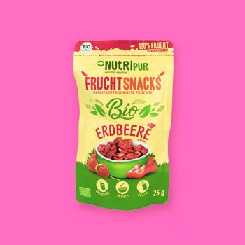 Snacks de fruits bio fraises en tranches 25g 1