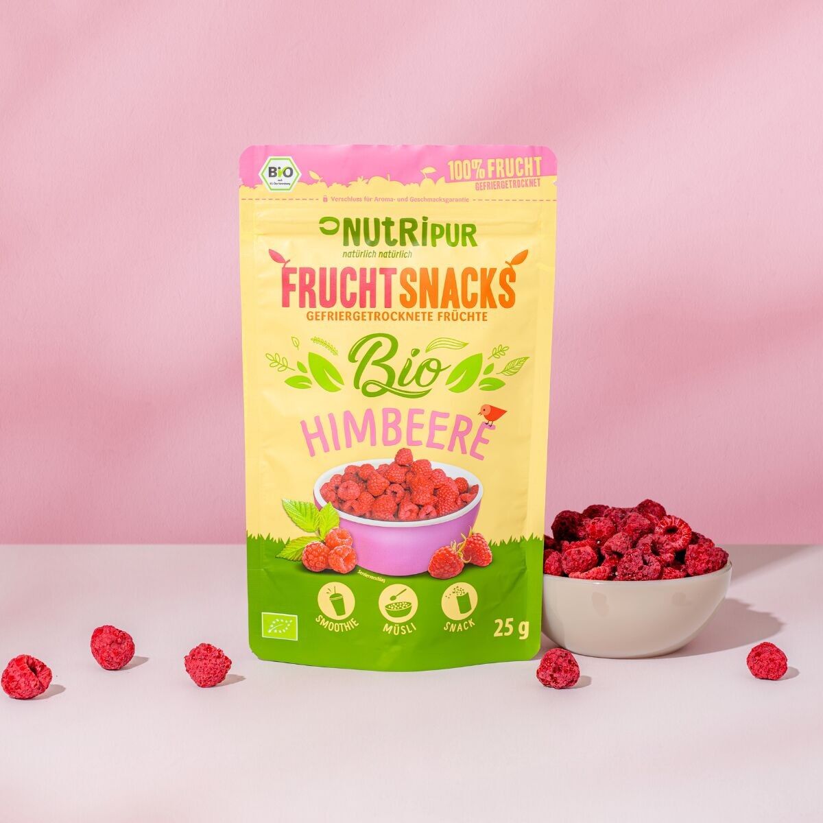 Snack di frutta bio lamponi liofilizzati 25g