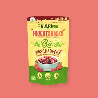 Snacks de frutas ecológicas cereza y bayas liofilizadas 70g