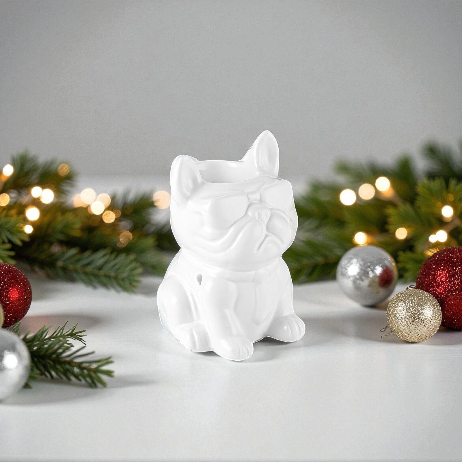 Weißer Boubou Céramy Parfümbrenner – Kerzenhalter aus lackierter Keramik – Diffusion von Duftwachs, ätherischen Ölen – dekorative Geschenkidee