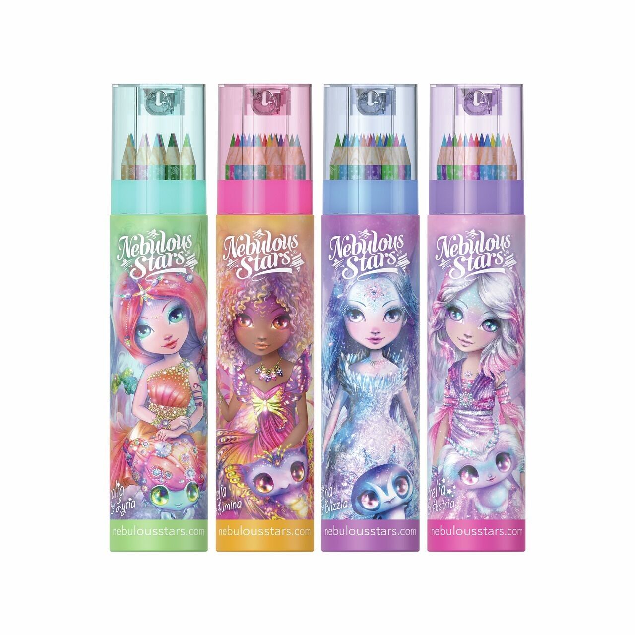 Tube à crayons de couleurs 2 en 1 ( Asst 4) - Display (16 pcs) - Nebulous stars