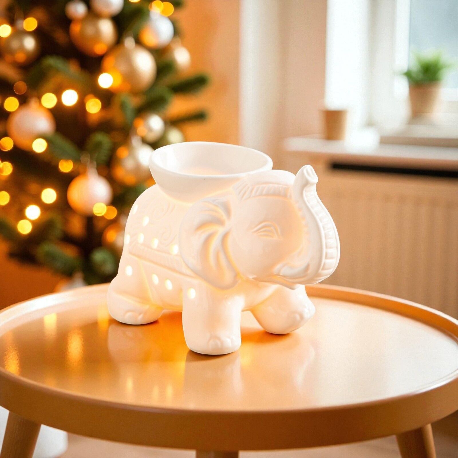 Weißer Tandor Elephant Ceramy Parfümbrenner – Parfümierte Atmosphäre – Duftbrenner, Duftwachs, Parfümschmelze