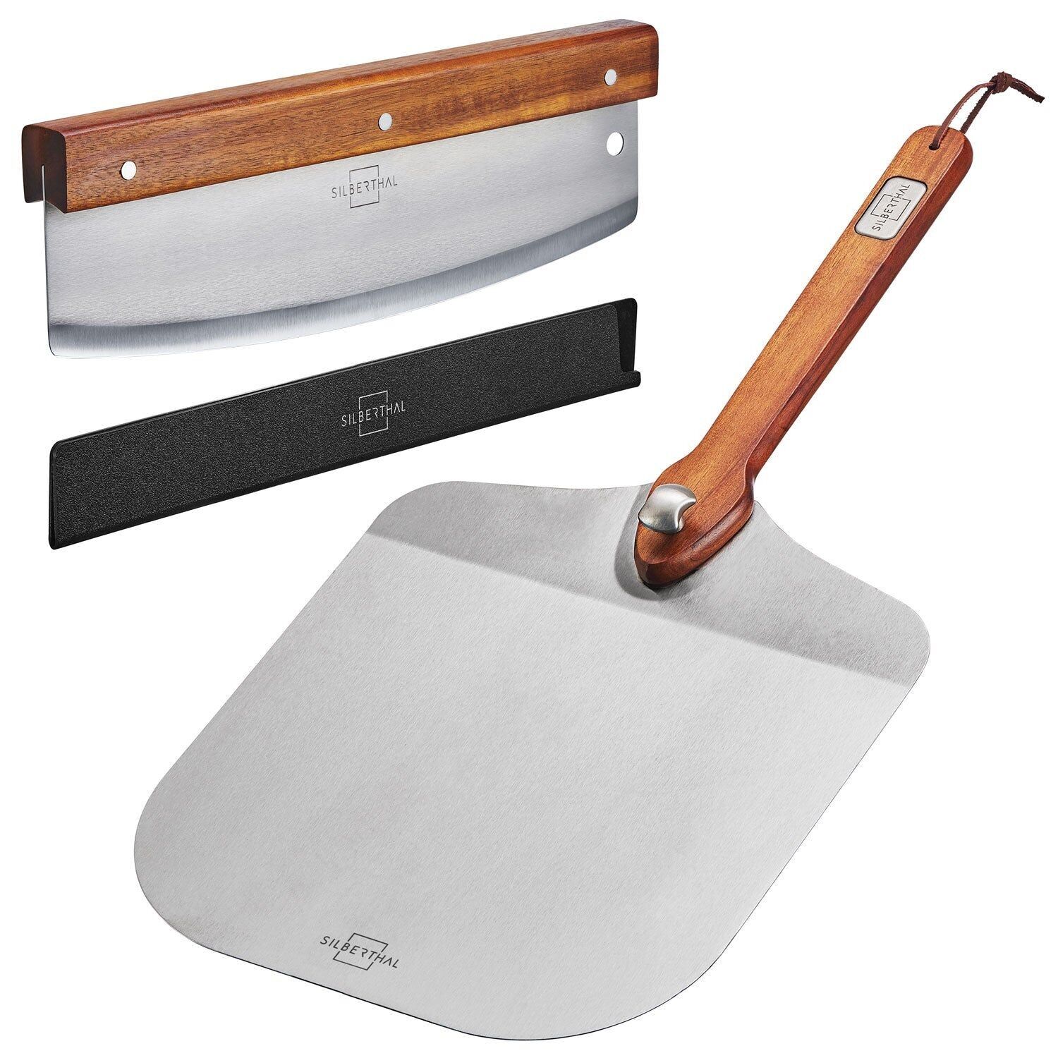 Pizza peel with chopping knife set