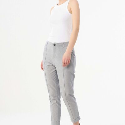 Pantalón zanahoria de algodón orgánico con estampado de rayas