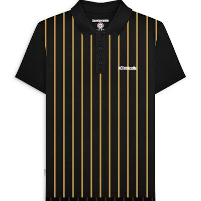 Polo à fines rayures noir/doré AW24