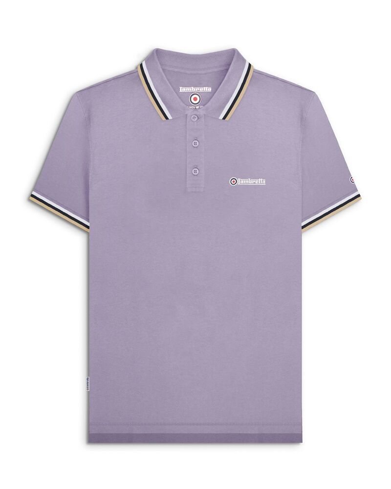 Poloshirt mit drei Streifen, Dusk (Weiß/Marineblau/Creme) AW24