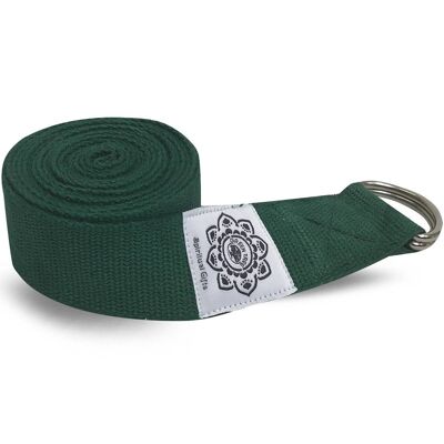 Green Cotton Yoga 8 Ft. Strap with Wrapped 1.5’’ D-Ring