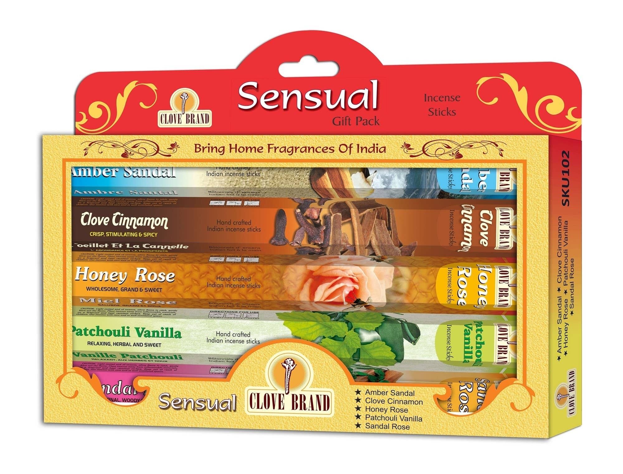Confezione regalo di incenso del marchio Clove Sensual 5 assortiti esagonali