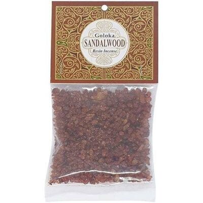 Incienso de resina Goloka de sándalo - 30 gramos, 12 paquetes