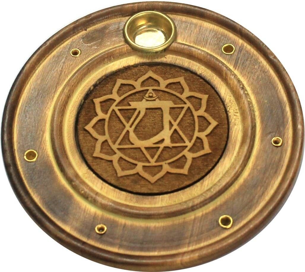 Brûle-encens rond Chakra du cœur (10 cm)
