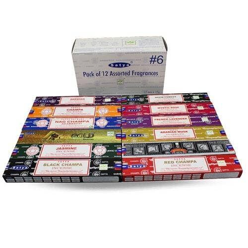 Satya Assorted Pack 6 Encens (12 boîtes) 15 grammes