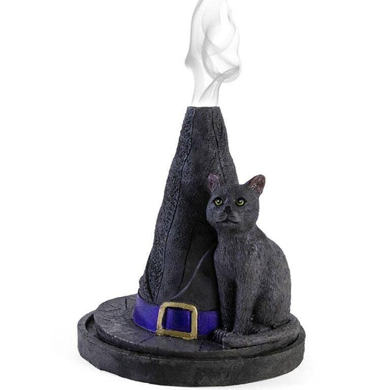 Cappello da strega con porta incenso a forma di gatto