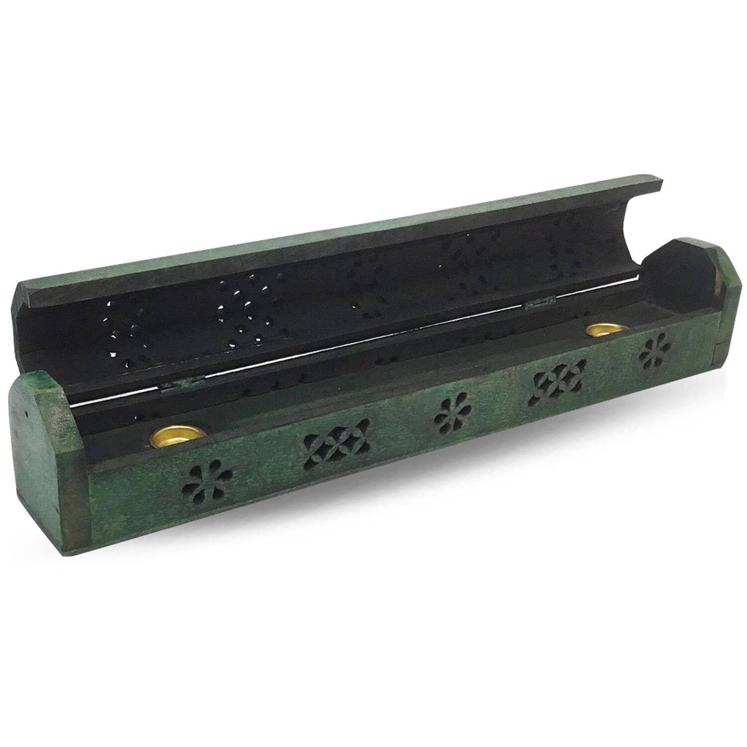 Scatola porta incenso in legno verde 30cm