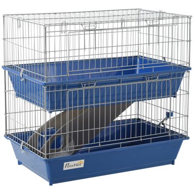 Jaula para animales pequeños Green's Jaula para roedores con accesorios Jaula para animales pequeños Jaula para animales pequeños Dos pisos Plástico Metal Azul+Gris 72 x 44 x 67 cm