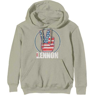 Felpa con cappuccio John Lennon - Peace Fingers bandiera degli Stati Uniti
