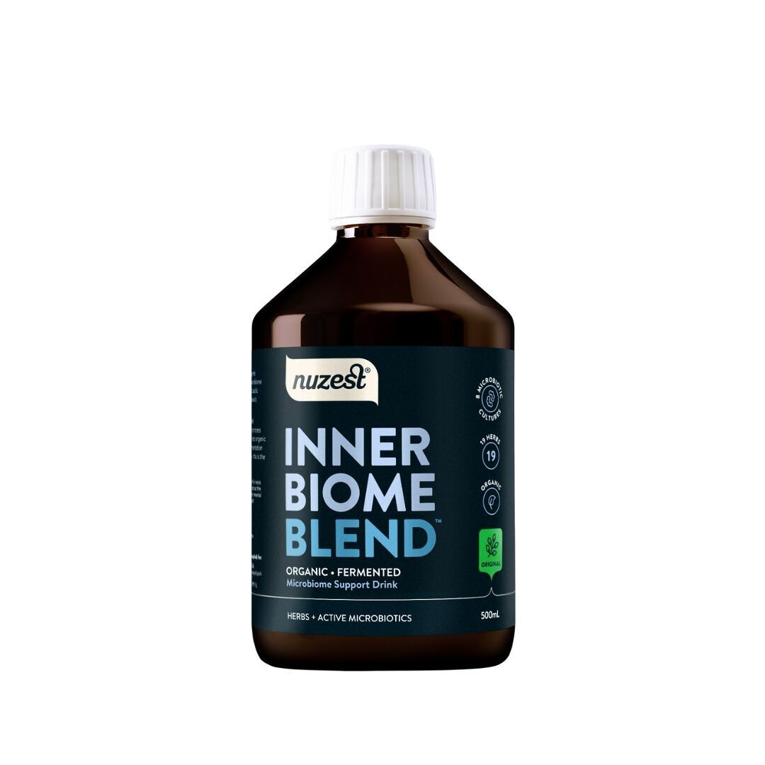 Nuzest - Mélange de biomes internes – Probiotique liquide – Santé digestive et soutien du microbiome – 8 cultures microbiotiques, 19 herbes fermentées – Probiotique végétalien pour la santé intestinale – Biologique – 500 ml