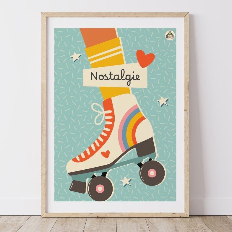 Poster Nostalgia dei pattini a rotelle anni '80