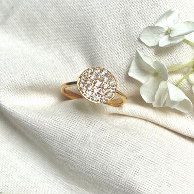 Gold Plated White Topaz Pave Ring - Eugénie (BAGPR20)