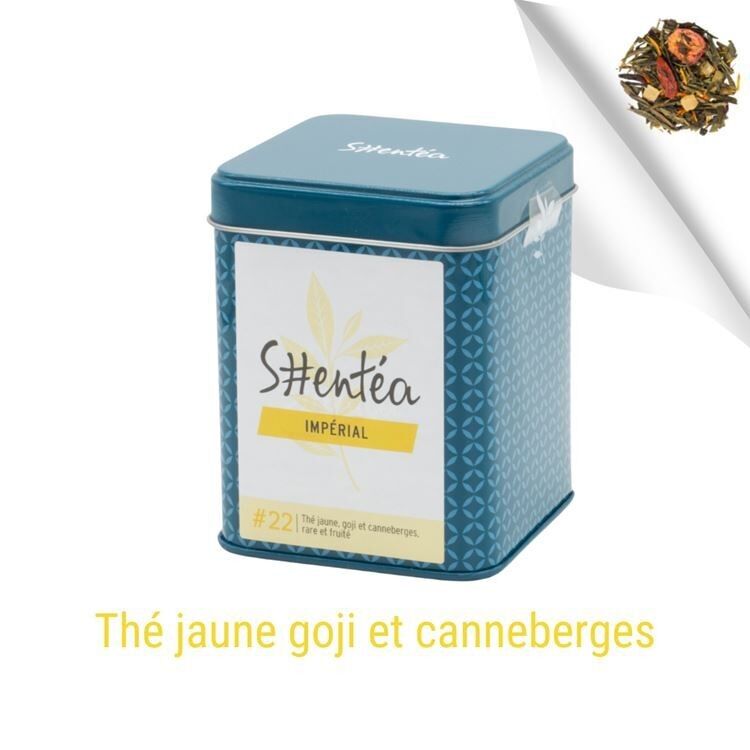 Thé jaune fruits baies - Thé jaune goji canneberge - IMPÉRIAL - 80g - Vrac Premium Boîte Métal