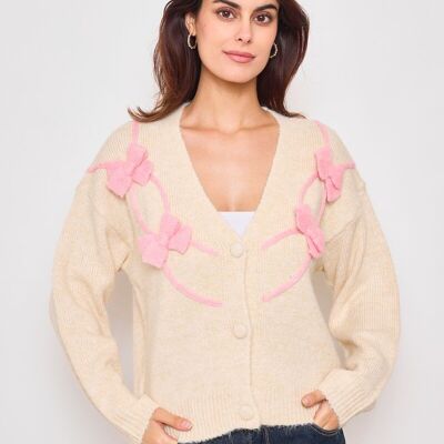 Cardigan con linea a nastro