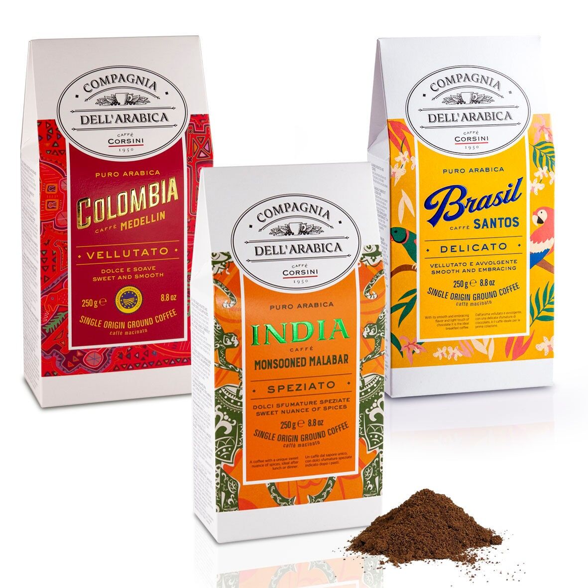Ground Coffee | Colombia - India - Brazil | 3 X 250g
