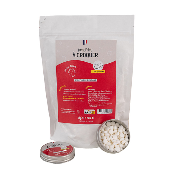 Refill pack of 1200 chewable toothpaste tablets - strawberry