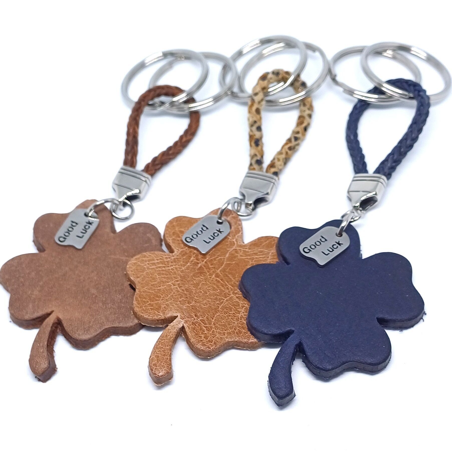 Llavero acero inoxidable trébol de cuatro hojas