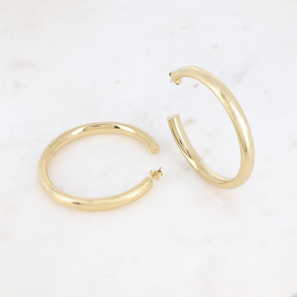 Orecchini a cerchio Lamiss - anello grande effetto spazzolato 6 cm