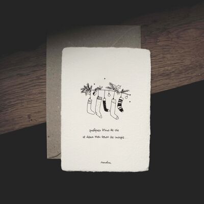 NOEL - Chaussettes surprises - cartes 10x15 cm papier fait main