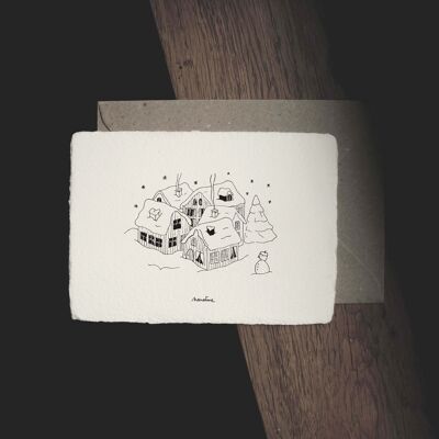 NAVIDAD - Pueblo Encantado - Tarjetas de papel hechas a mano 10x15 cm