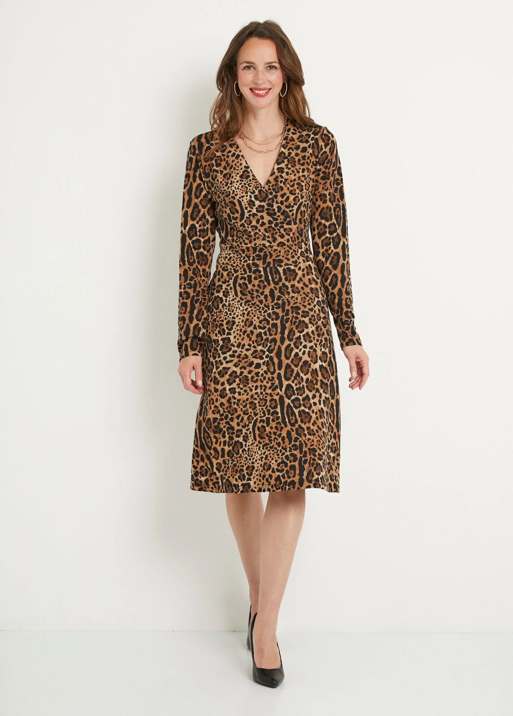 Achat Robe courte imprimé léopard cache-coeur en gros
